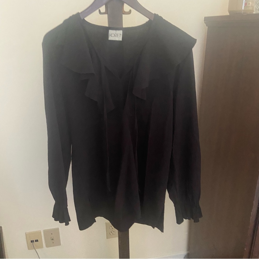 Vintage Koret Black Ruffled Blouse